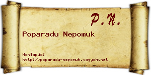 Poparadu Nepomuk névjegykártya